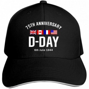 Baseball Caps Unisex D-Day 75th Anniversary America Flag Sun Sandwich Snapback Hat Dad Running Baseball Caps - Black - CN18TR...