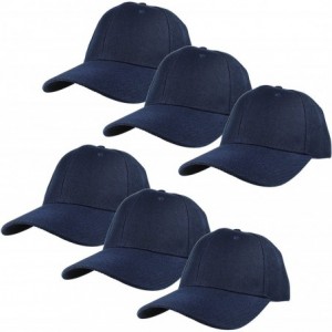 Baseball Caps Plain Blank Baseball Caps Adjustable Back Strap Wholesale Lot 6 Pack - Navy - CI180ZEQUS0 $28.67