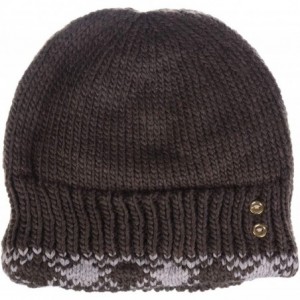 Skullies & Beanies Womens Winter Knit Plush Fleece Lined Beanie Ski Hat Sk Skullie Various Styles - Button Brown - CA18UZZC3X...