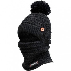 Balaclavas Winter Warm Cap Adult Women Men Winter Earmuffs Knit Hat Scarf Hairball Warm Cap - Black - CJ18L430IG2 $21.85