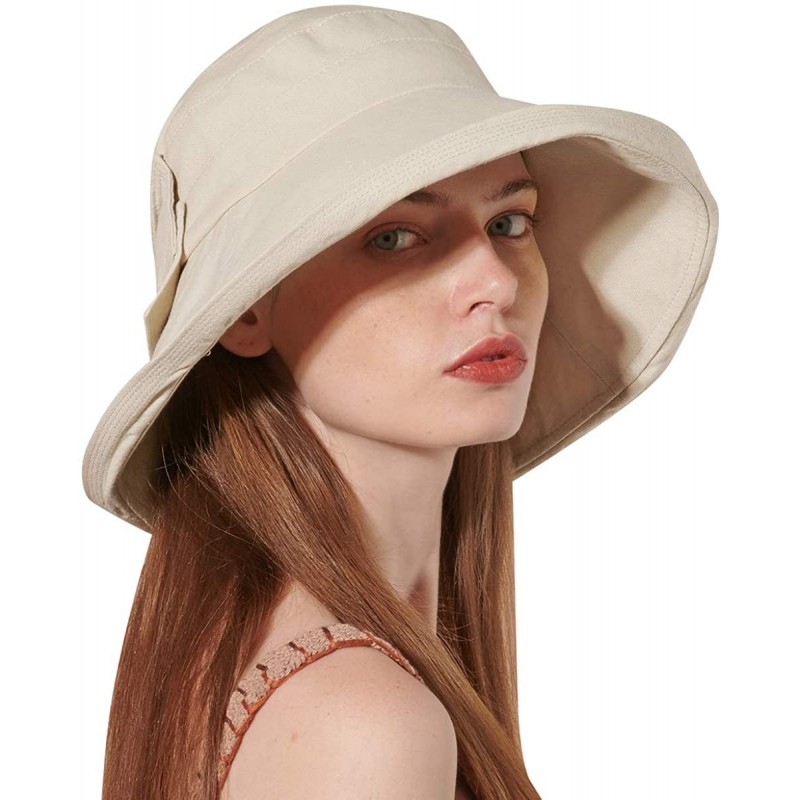 Sun Hats Women's Fashion Sun Hat Foldable Wide Brim Packable Floppy Comfy Summer Beach Cap - C0113-beige - CS18RH9WW73 $38.28