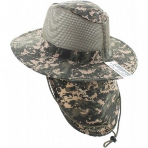 Sun Hats Wide Brim Bora Booney Outdoor Safari Summer Hat w/Neck Flap & Sun Protection - Digital Camo - CP11KLTNWH5 $25.77