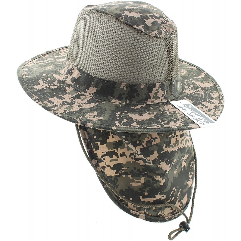 Sun Hats Wide Brim Bora Booney Outdoor Safari Summer Hat w/Neck Flap & Sun Protection - Digital Camo - CP11KLTNWH5 $21.37