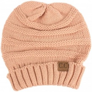 Skullies & Beanies Winter Trendy Warm Oversized Chunky Baggy Stretchy Slouchy Skully Beanie Hat - Pink - C718HUC23QO $18.13