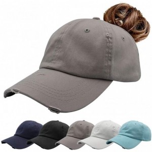 Baseball Caps Womens Ponytail Messy High Buns Trucker Ponycaps Plain Baseball Cap Dad Hat Adjustable Snapback - CQ18WQI6TSQ $...
