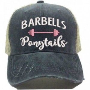 Baseball Caps Barbells Ponytails 2 Adult Custom Distressed Trucker Hat Women Funny Workout Ball Cap - Bubblegum - CS18E6KI5XG...