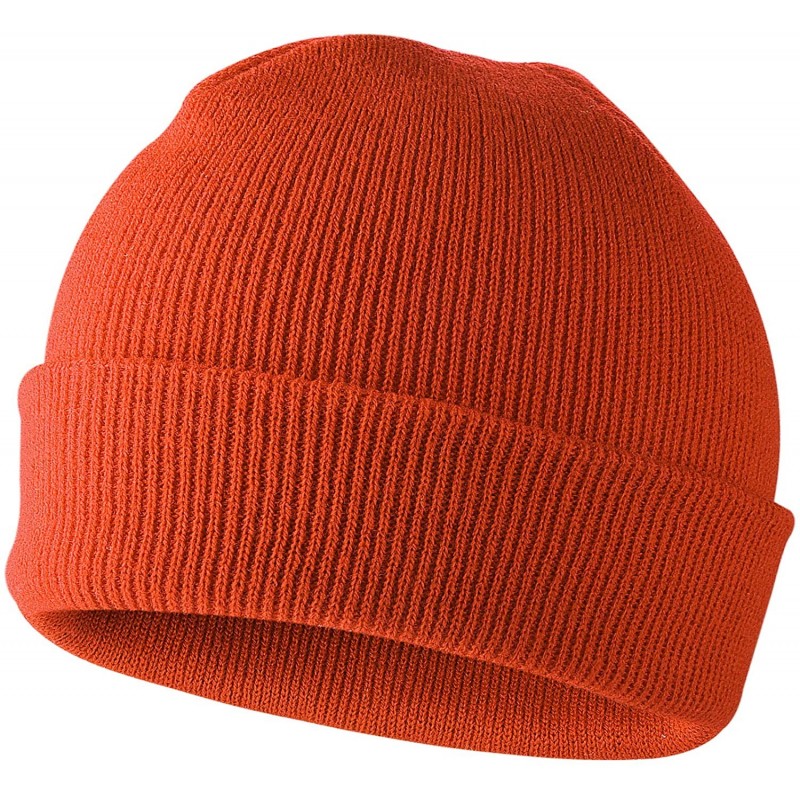 Skullies & Beanies 50% Wool Short Knit Fisherman Beanie for Men Women Winter Cuffed Hats - 5-orange - CY18Z35DO5L $17.18