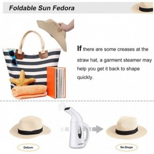 Sun Hats Womens Straw Panama Hat- Wide Brim Beach Sun Hats Summer Foldable Travel Sunhat UPF50 - 1-b-beige-fk - CP18QKMH5XM $...
