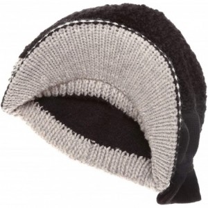 Skullies & Beanies Women's Knitted Newsboy Hat Double Layer Visor Beanie Cap with Soft Warm Fleece Lining - Bow - Black - C51...