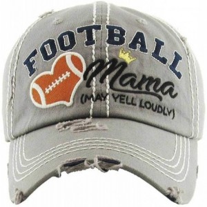 Baseball Caps Football Mama Women's Vintage Cotton Baseball Hat - Light Grey - CN18WG8ELSY $22.40