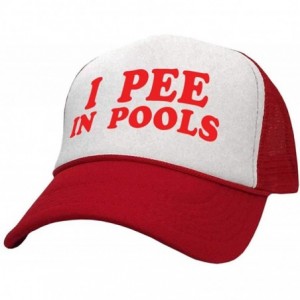 Baseball Caps I Pee in Pools - Funny Summer Swimming Pool Prank - Trucker Style Retro Hat - Red - C618YRTS9W7 $28.11