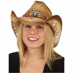Cowboy Hats Women's Design Weave Western Hat with Decorative Beads - As Shown - CN1825L5U7M $74.74