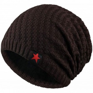 Skullies & Beanies Men Winter Skull Cap Beanie Large Knit Hat with Thick Fleece Lined Daily - N - Coffee - CX18ZGXMXUR $29.37