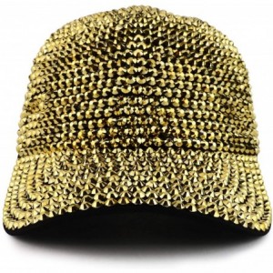 Baseball Caps Bling Stone Studs Structured Baseball Cap - Gold - CT18IHL0EH5 $50.82