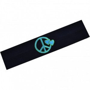Headbands Peaceful Hearts Cotton Stretch Headband - Black Band/Blue Sign - CS11LI6WRSP $21.73