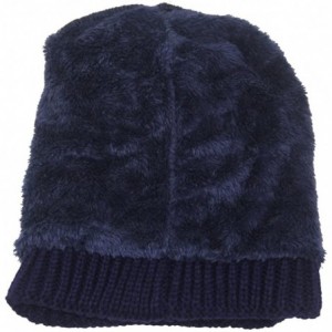 Skullies & Beanies Women's Winter Beanie Warm Fleece Lining - Thick Slouchy Cable Knit Hat - Blue - CQ12MYG4M4A $19.14