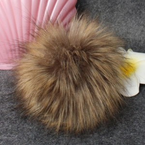 Skullies & Beanies Fashion DIY Faux Fox Fur Fluffy Pompom Ball for Knitting Hat Hats (Khaki) - Khaki - C7189IUW00A $16.80