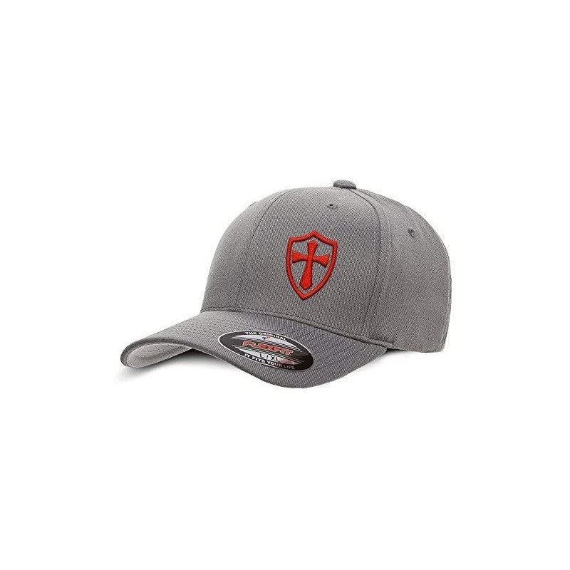 Baseball Caps Crusader Knights Templar Cross Baseball Hat - Grey / Red - CW12LG3RYH3 $44.95