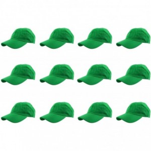 Baseball Caps Baseball Caps 100% Cotton Plain Blank Adjustable Size Wholesale LOT 12 Pack - Kelly Green - CE183M4I5MZ $72.45