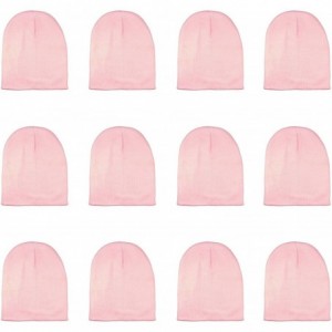 Skullies & Beanies Knit Skull Cap Warm Winter Slouchy Beanies Hat 9 Inch Long - 12pcs - Light Pink - C818L7R6D7G $33.80