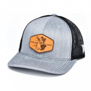 Baseball Caps Cam Hanes THPH Leather Patch hat Curved Trucker - Black - CA18IGQ3IYU $57.91