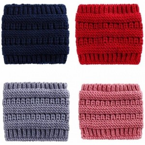 Skullies & Beanies Unisex Fashion Bun Ponytail Soft Stretch Winter Beanie Tail Hat Hats & Caps - Red - CT18A8TKQ2C $28.29