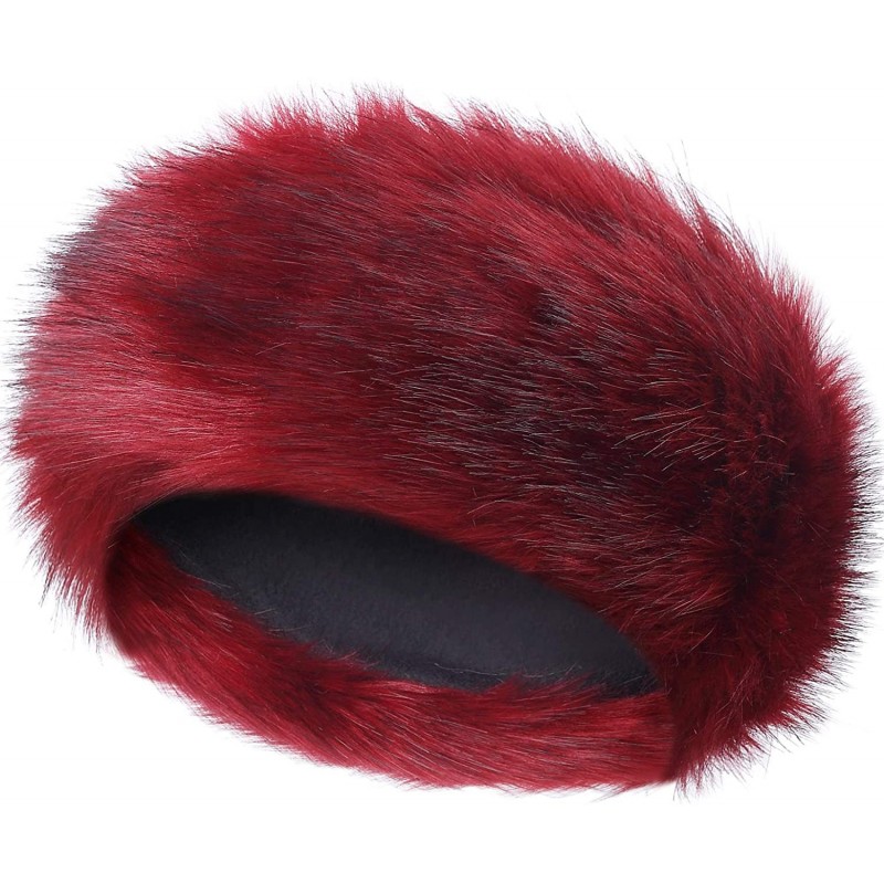 Cold Weather Headbands Faux Fur Headband Women's Winter Earwarmer Earmuff Hat Ski - Wine Black - CR18HYLT4IQ $24.11