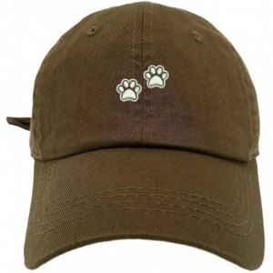 Baseball Caps 2 Dog Paws Style Dad Hat Washed Cotton Polo Baseball Cap - Olive - C2188L8OWYG $21.22