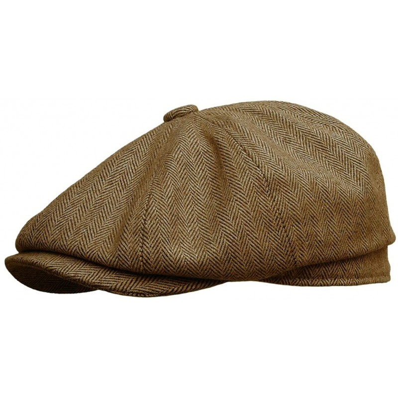 Herringbone Wool Tweed Newsboy Gatsby Ivy Cap Golf Cabbie Driving Hat ...