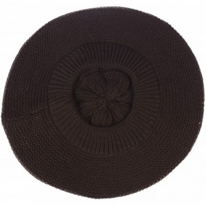 Berets Chic French Style Lightweight Soft Slouchy Knit Beret Beanie Hat in Solid - Brown - C618LCD5EZ9 $21.57