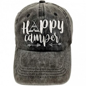 Baseball Caps Men's Embroidered Happy Camper Baseball Cap Distressed Dad Hat - Happy Camper - Black - C518T80A95U $35.11