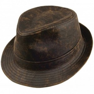 Fedoras Hats Weathered Cotton Fedora Hat - Medium - CE11HS5N42D $96.84