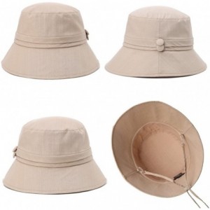 Bucket Hats Bucket Cord Sun Summer Beach Hat Wide Brim for Women Foldable UPF 50+ - 89024_khaki - CX17YWROYRC $35.21