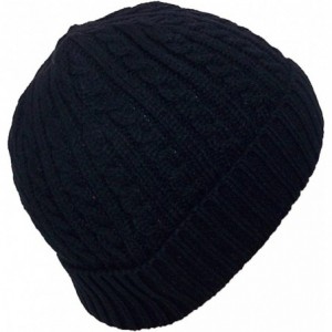 Skullies & Beanies Adult Tight Cable & Rib Knit Cuffed Winter Hat (One Size) - Black - CT11SFJQ8GP $18.86