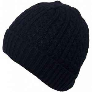 Skullies & Beanies Adult Tight Cable & Rib Knit Cuffed Winter Hat (One Size) - Black - CT11SFJQ8GP $18.62