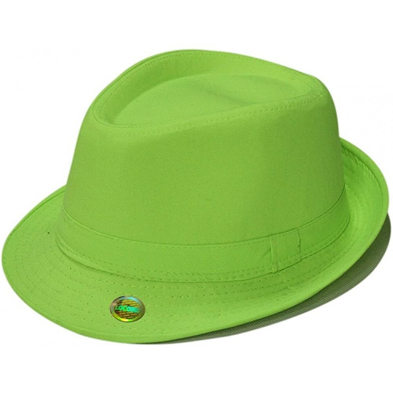 Fedoras Plain Color Fedora Short Upturn Brim Hat FFH312BLK - Green - CE12NT5PD3D $22.94