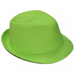 Fedoras Plain Color Fedora Short Upturn Brim Hat FFH312BLK - Green - CE12NT5PD3D $22.94