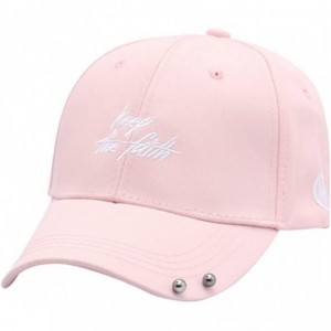 Baseball Caps Women's Iron Ring Pin Retro Baseball Cap Trucker Hat - Bead Letters Pink - CG186NZREHM $23.93