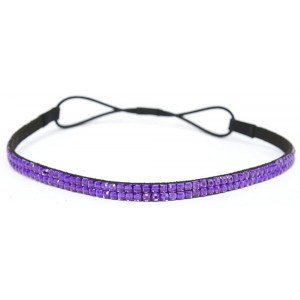 Headbands Custom Color Bling Shimmering Rhinestone Elastic Stretch Headbands - Thin Candy Purple - CZ11JAY3HN5 $23.16