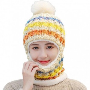 Skullies & Beanies Fleece Lined Women Knit Beanie Scarf Set for Girl Winter Ski Hat with Pompom - B1-beige - CX18AY983RD $32.25