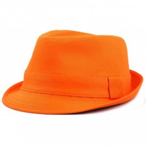 Fedoras 100% Cotton Paisley Lining Premium Quality Fedora Hat - Orange - CT12CQSRMKL $26.95