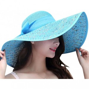 Bucket Hats Women Summer Spekel Flap Cover Cap Staw Large Brim UPF 50+ Sun Shade Hat - Sky - CX17YIIEGHR $27.40