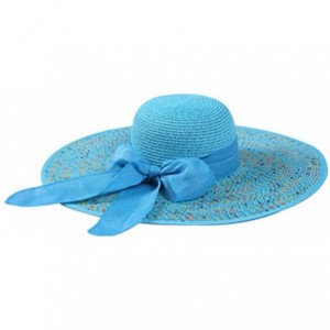 Bucket Hats Women Summer Spekel Flap Cover Cap Staw Large Brim UPF 50+ Sun Shade Hat - Sky - CX17YIIEGHR $24.21