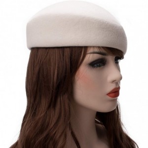 Berets Women Unisex 100% Wool Felt Beret Hats Pillbox Fascinator Saucer Tilt Cap A468 - Ivory - CP18HEM53GE $37.60