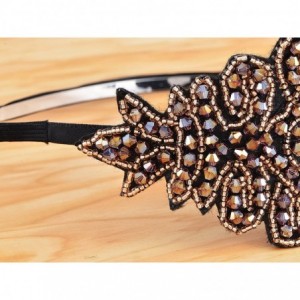 Headbands Womens Vintage 1920s Hand-Beads Retro Big Flower Leaf Flapper Headband - Purple - CT11SX6LMF7 $27.80
