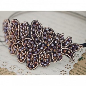 Headbands Womens Vintage 1920s Hand-Beads Retro Big Flower Leaf Flapper Headband - Purple - CT11SX6LMF7 $27.80