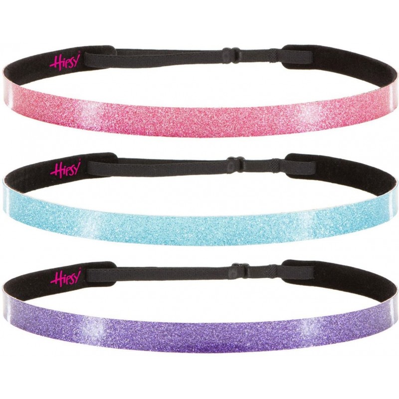 Headbands Adjustable Non Slip Smooth Glitter & Sports Headbands for Girls & Teens Multi Packs - Purple/Teal/Pink - CF11TOMXW2...
