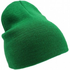 Skullies & Beanies Solid Color Short Winter Beanie Hat Knit Cap 12 Pack - Green - CL18H6MAIIN $46.34