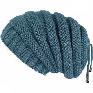 Skullies & Beanies Cable Knit Slouchy Chunky Stripe Oversized Soft Warm Winter Beanie Hat - Teal - CB18I5Q72G4 $19.68