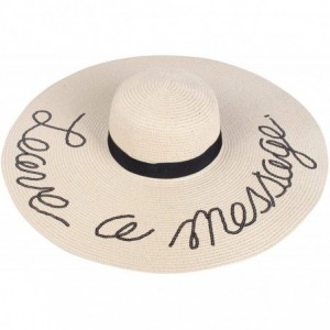 Sun Hats Embroidered Sun Floppy Hat - Sequins (L)- Leave a Message- Beige - CB18SCG7TXU $23.05